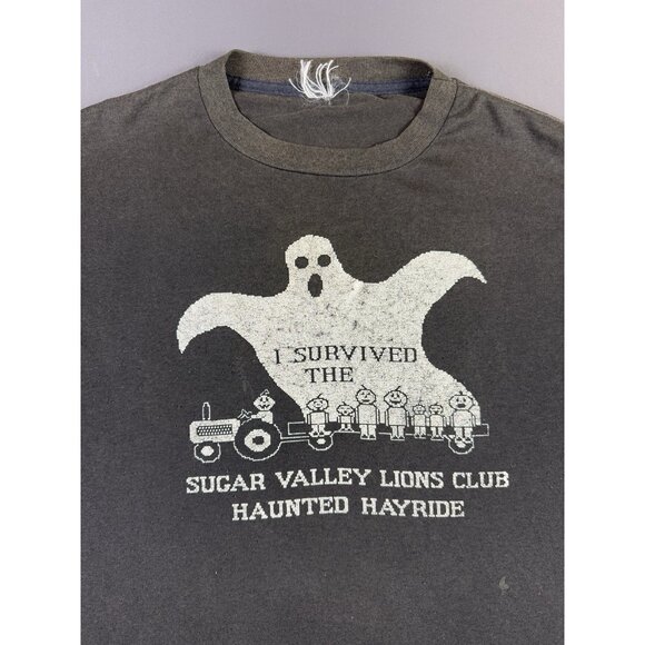 Rare Vintage 90s I Survived The Sugar Valley Lions Club Haunted Hayride Faded - Picture 3 of 9